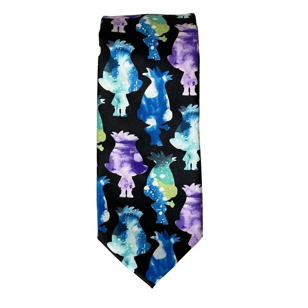 Trolls Dream Works Mens Tie Watercolor Diamond Branch Multi‎ Trolls 58L X 3.25W